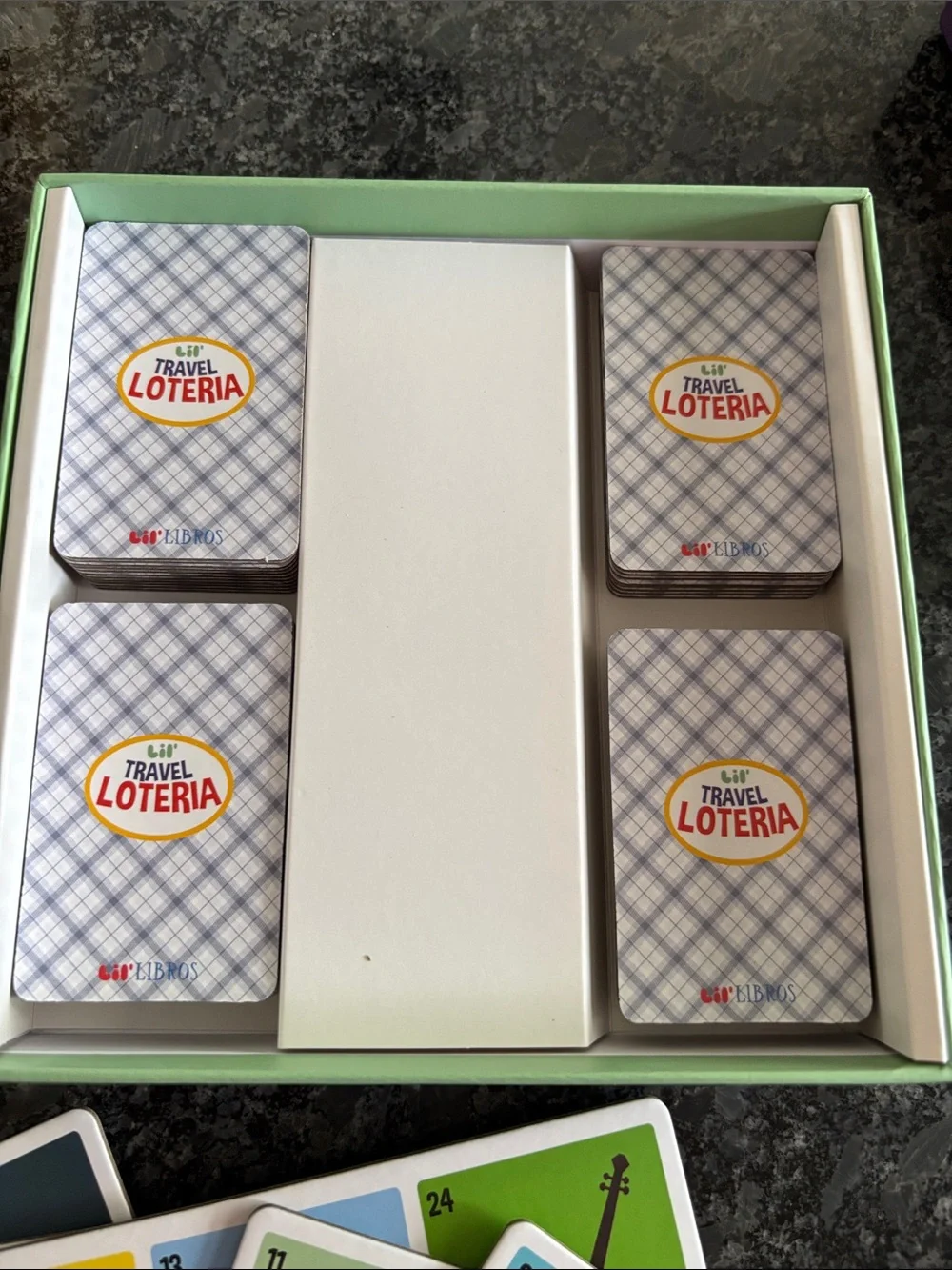 Travel Loteria Bingo Game - bi-lingual picture word game, 2-6 players, ages 3+